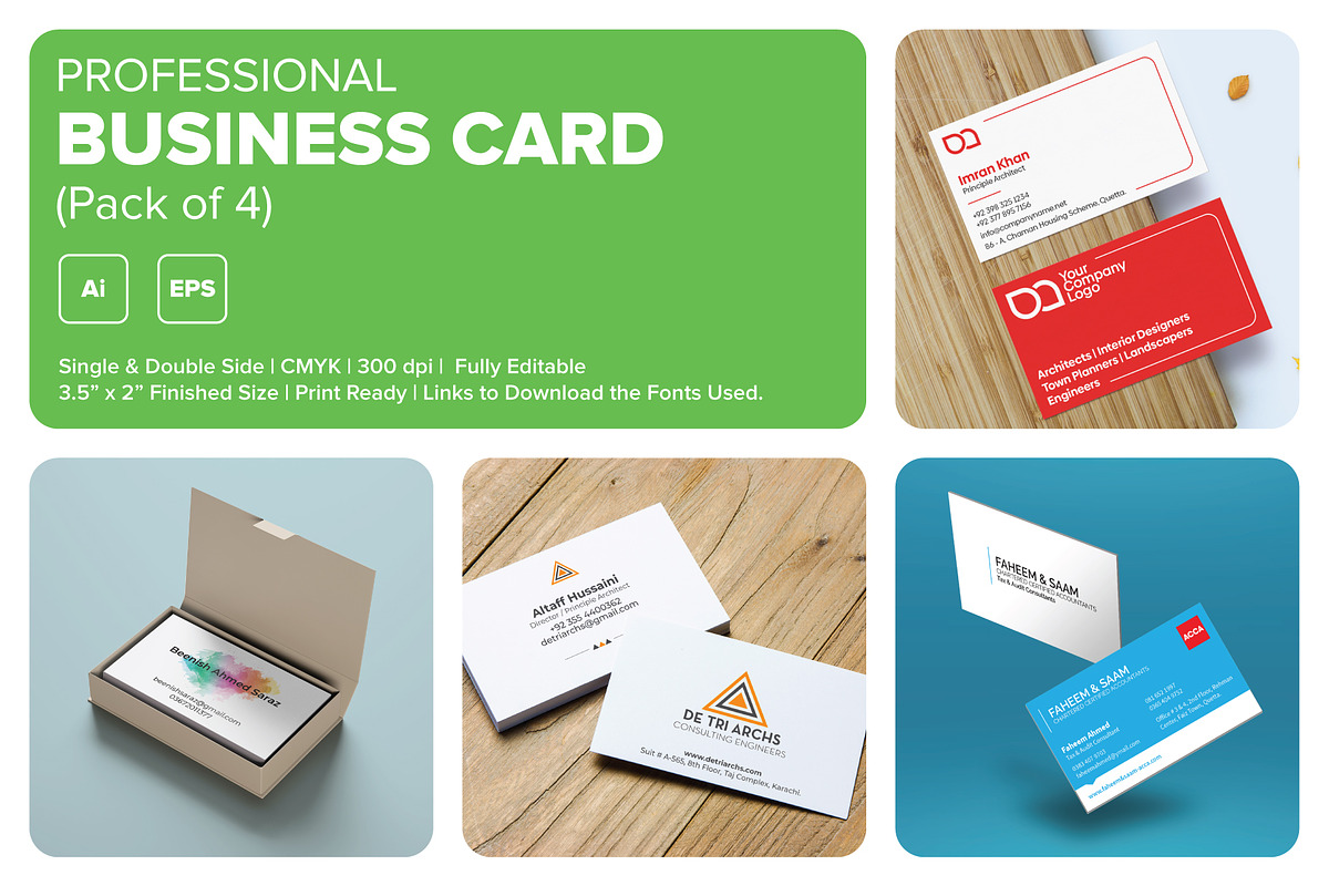 Visiting Card Design Template Bundle, a Business Card Template by Studio3 Stock (Photo 1 of 5)