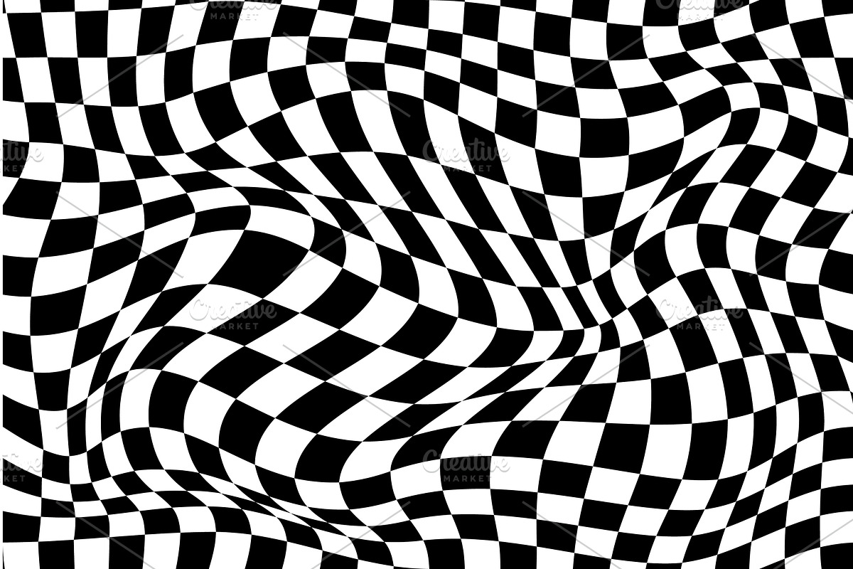 Wavy optical illusion checker, a Decorative Illustration by Vector Tradition