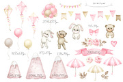 Teddy bear,bunny, hot air balloons., an Animal Illustration by Solo Art Original (Thumbnail 4 of 8)