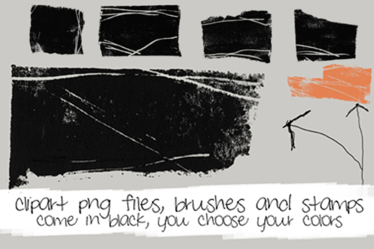 Monoprint Brushes Clipart & Brushes, an Illustration by Colors on Paper (Photo 2 of 3)