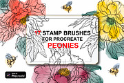 Stamp brushes for Procreate peonies, a Brush Add-On by ViktoriArt (Thumbnail 1 of 7)
