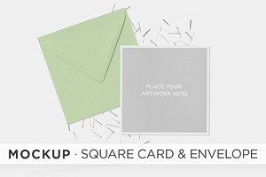 Mockup . Square Card & Envelope, a Print Template by tomodachi studio