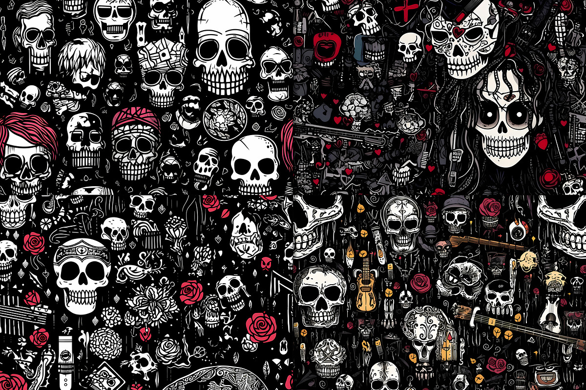 20 Seamless Emo Doodles Patterns, a Pattern Graphic by Nordic Design (Photo 9 of 9)