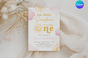 Ray Of Sunshine First Bday Invite, a Templates & Theme by Digital_Mind