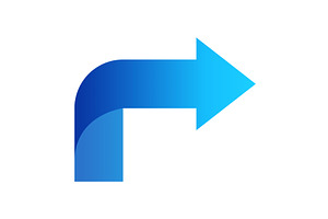 Blue arrow icon, pointing, an Object Illustration by Things for designers