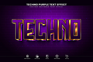 Techno Purple Editable Text Effect