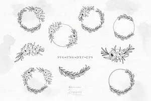 Peony Wreath Svg, Hand-drawn 181