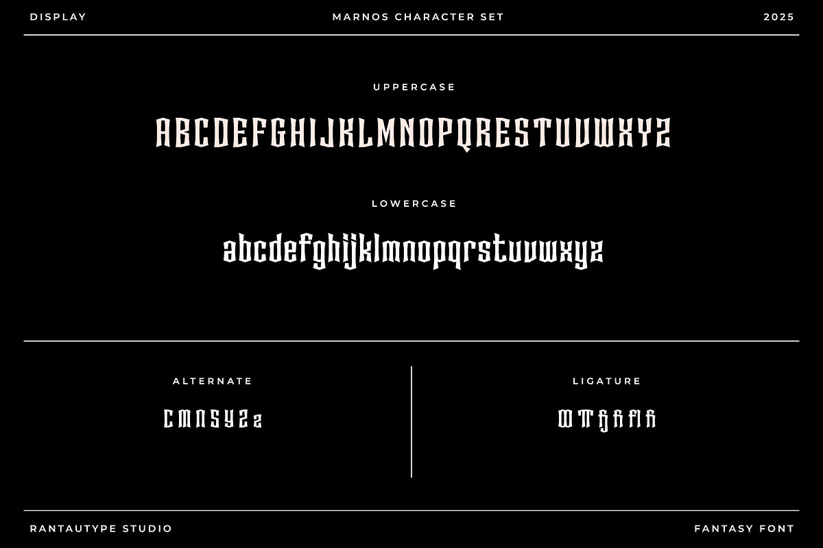 Marnos Fantasy Display Font, a Sans Serif Font by RantautypeStudio (Photo 16 of 17)