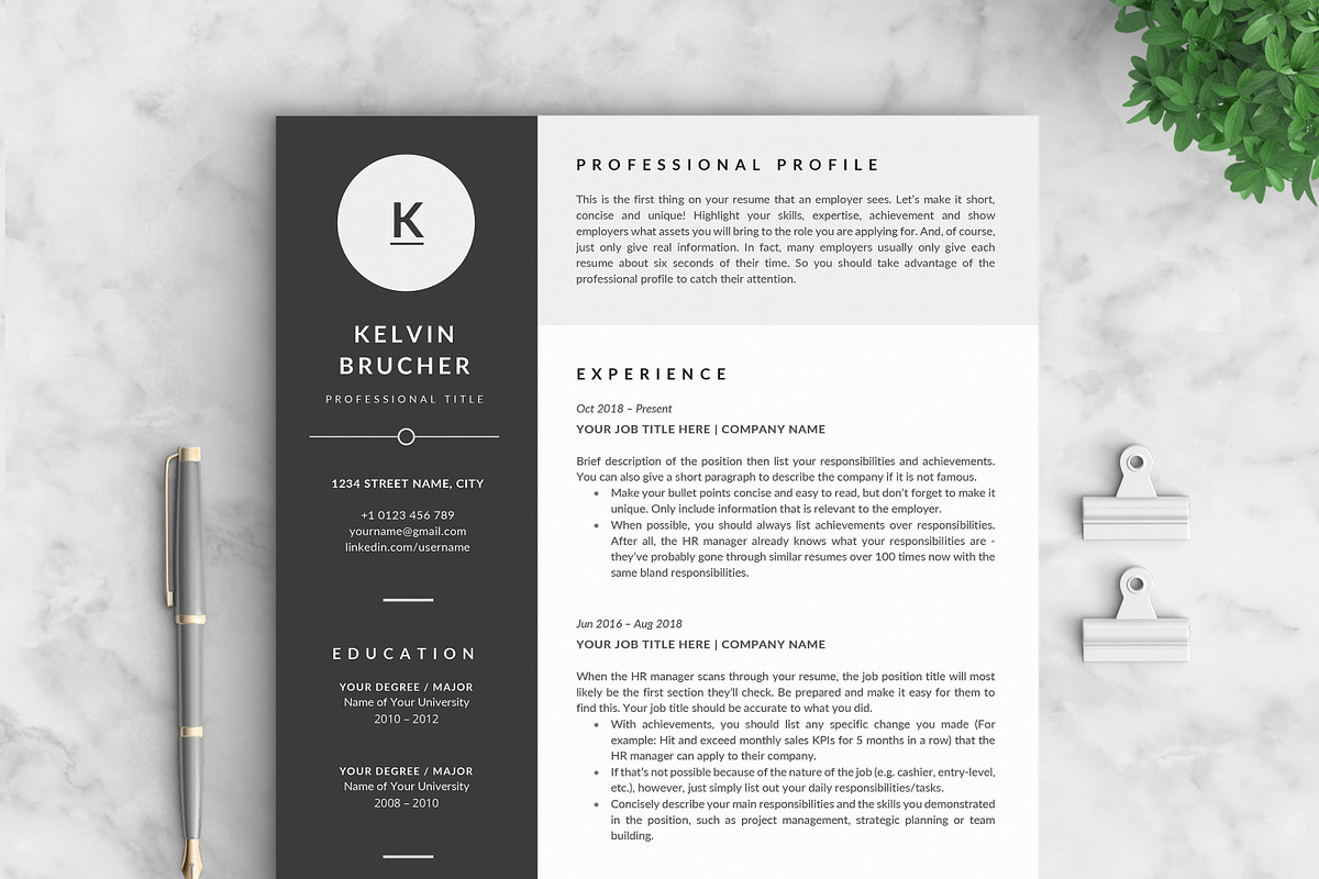 Resume/CV - The Kelvin, a Resume Template by CreativeLandStudio (Photo 3 of 8)