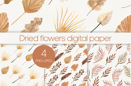 Dried flowers seamless pattern