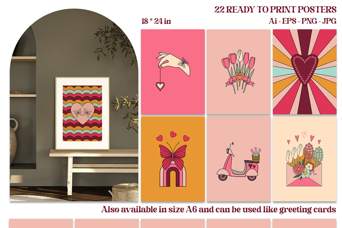 Vintage Valentine's Day. Retro 70s., an Object Graphic by Sofico (Photo 7 of 16)