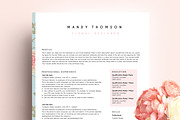 creative resume template word floral, a Resume Template by PinkJellyfish (Thumbnail 1 of 5)