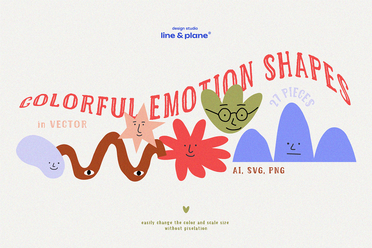 Shapes Set - Cute Emotion 27 Pieces, an Object Graphic by line & plane (Photo 1 of 9)