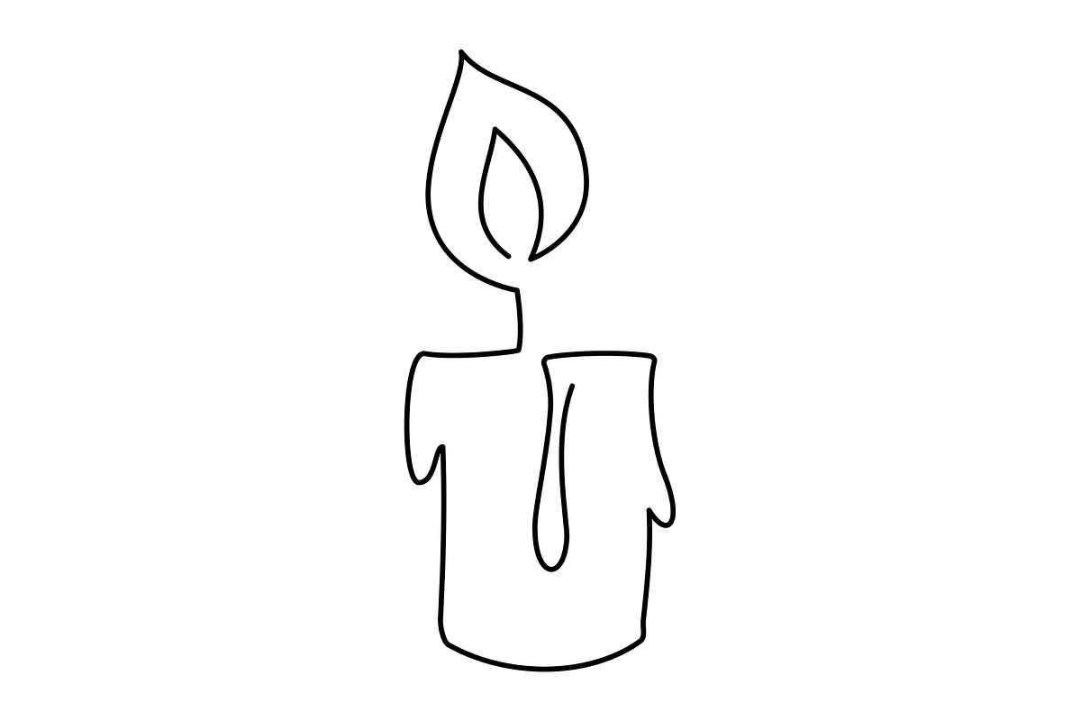 Hand drawn one line burning candle, an Object Graphic by HappyStories