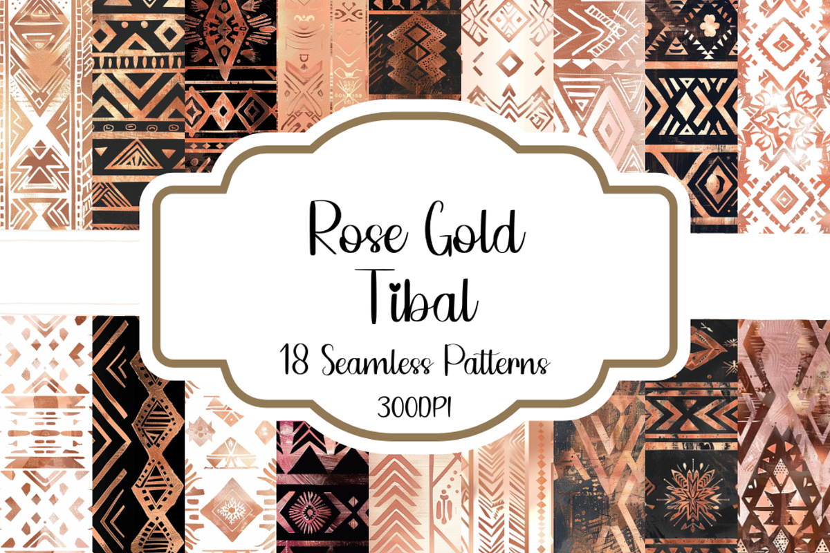 Rose Gold Tribal Seamless Patterns, a Pattern Graphic by PrintablesByFranklyn (Photo 1 of 6)