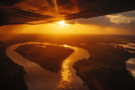 Vibrant sunset glow shines over the, a Photo by Iftikhar Alam