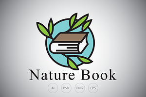 Nature Book With Leaf Logo Template