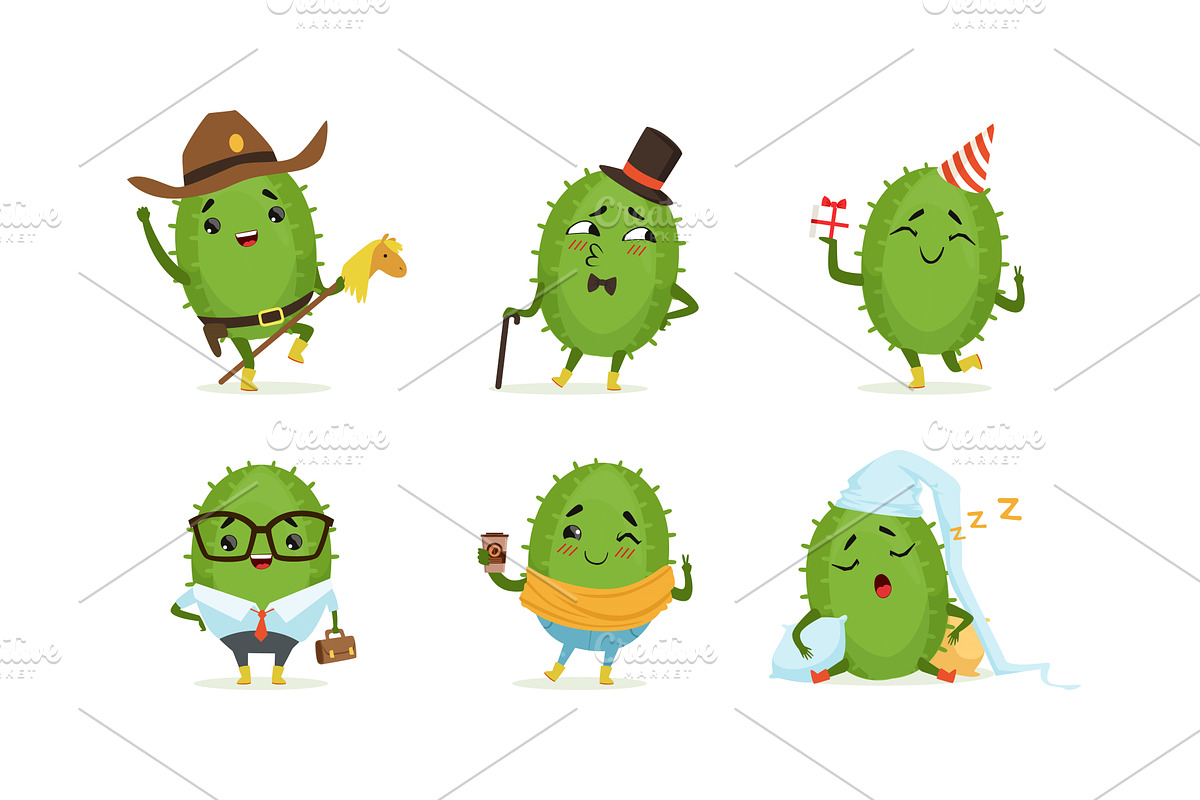 Cartoon Cactus Character Isolated, an Object Illustration by TopVectors