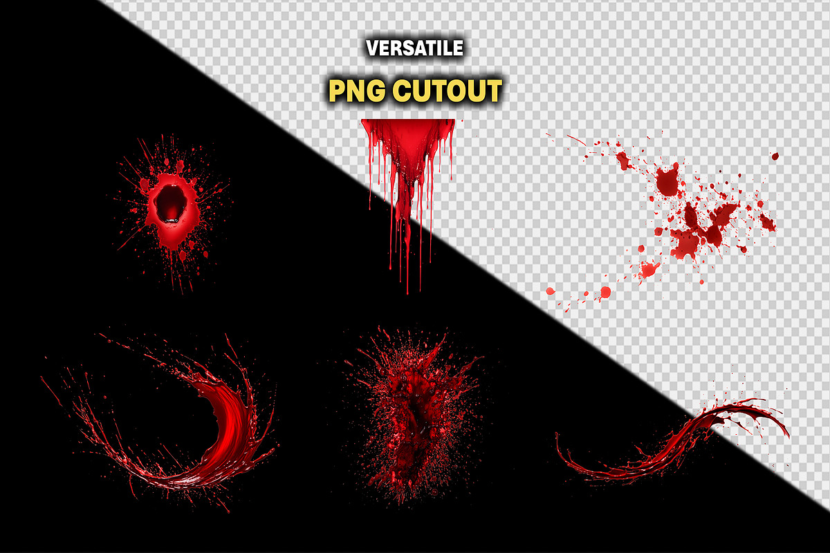 PNG Cutout Blood Splatters Effects, an Object Graphic by Mikel Blazgad (Photo 2 of 10)