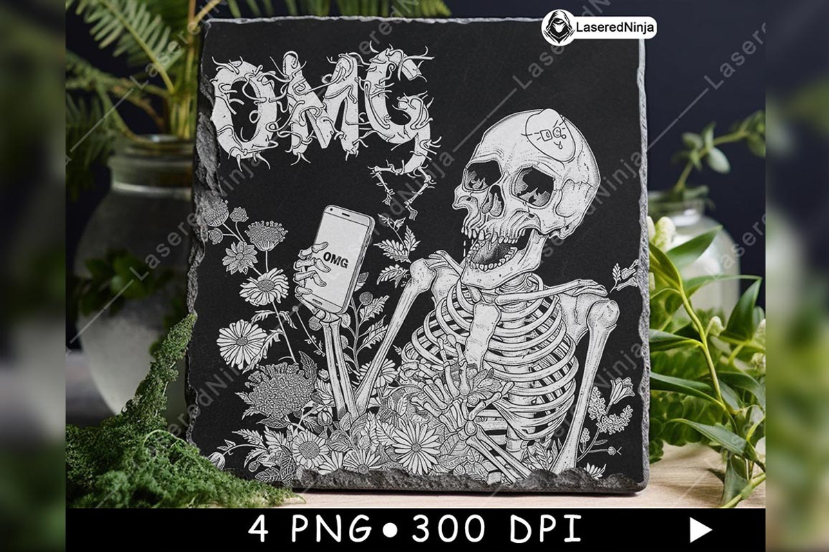 Skeleton Looking on Cellphone Flower, a Background Graphic by LaseredNinja (Photo 3 of 7)