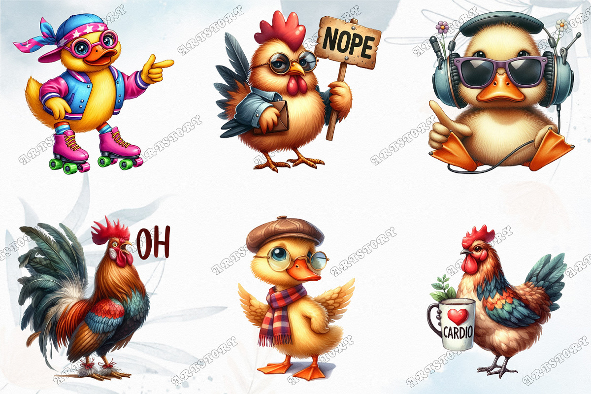 Sarcastic Chickens and Ducks Clipart, a Graphic by designcity5 (Photo 2 of 5)