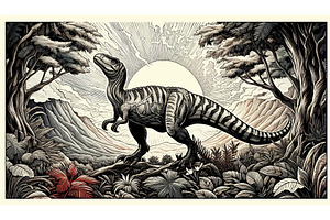Tyrannosaurus Rex in Prehistoric, an Animal Illustration by AlexArt