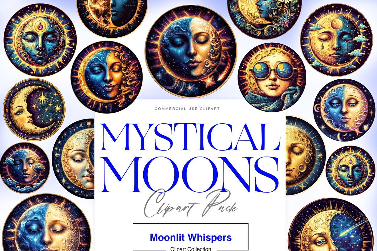 Mystical Moon Clipart, Celestial Sun, a Decorative Illustration by BrushstrokeArtGB (Photo 1 of 9)