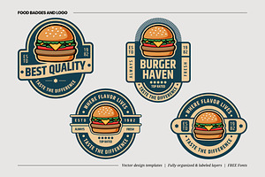 Badge Logo or Burger Fast Food Badge
