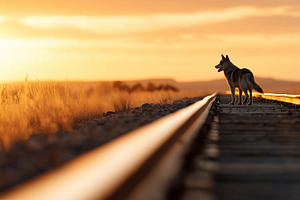 A lone dog standing on railway track, an Animal Photo by MistyDay