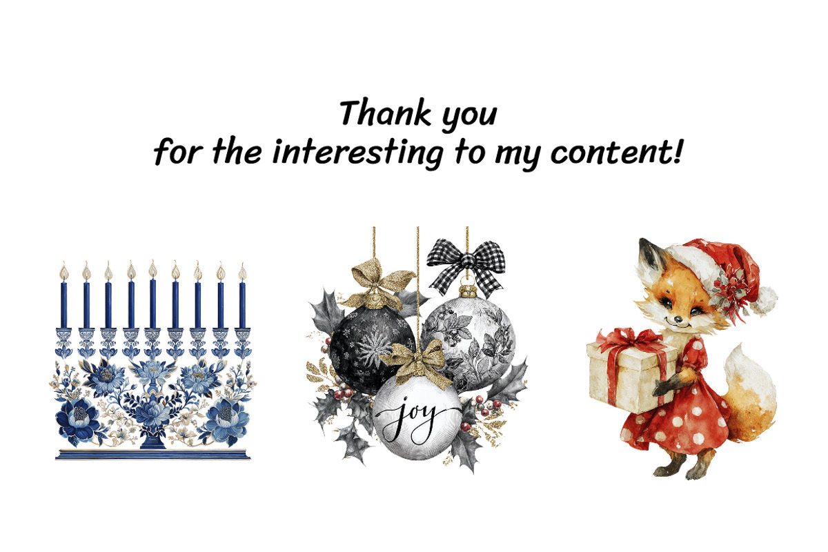 Christmas & Hanukkah 3 in 1 Bundle, a Decorative Illustration by InkyQueenArt (Photo 8 of 8)