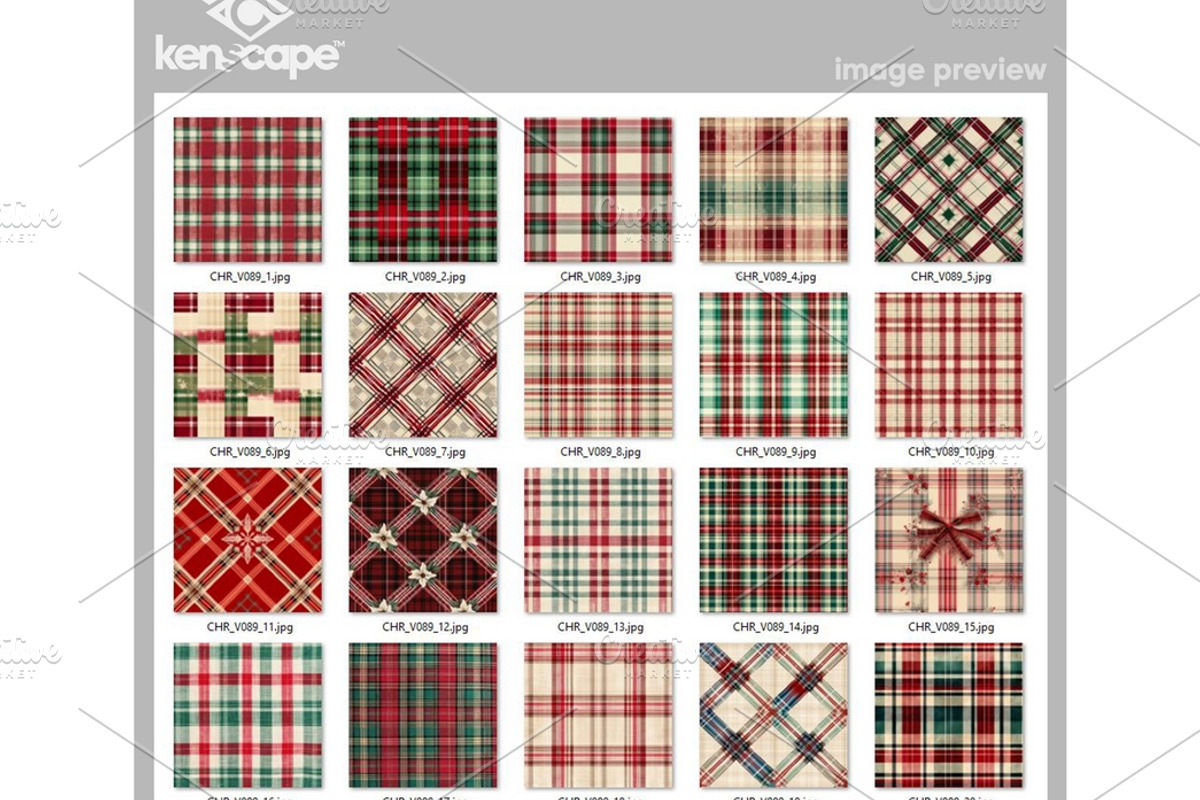 20 Xmas Plaid Linen Digital Paper, a Background Photo by KenScape (Photo 3 of 3)