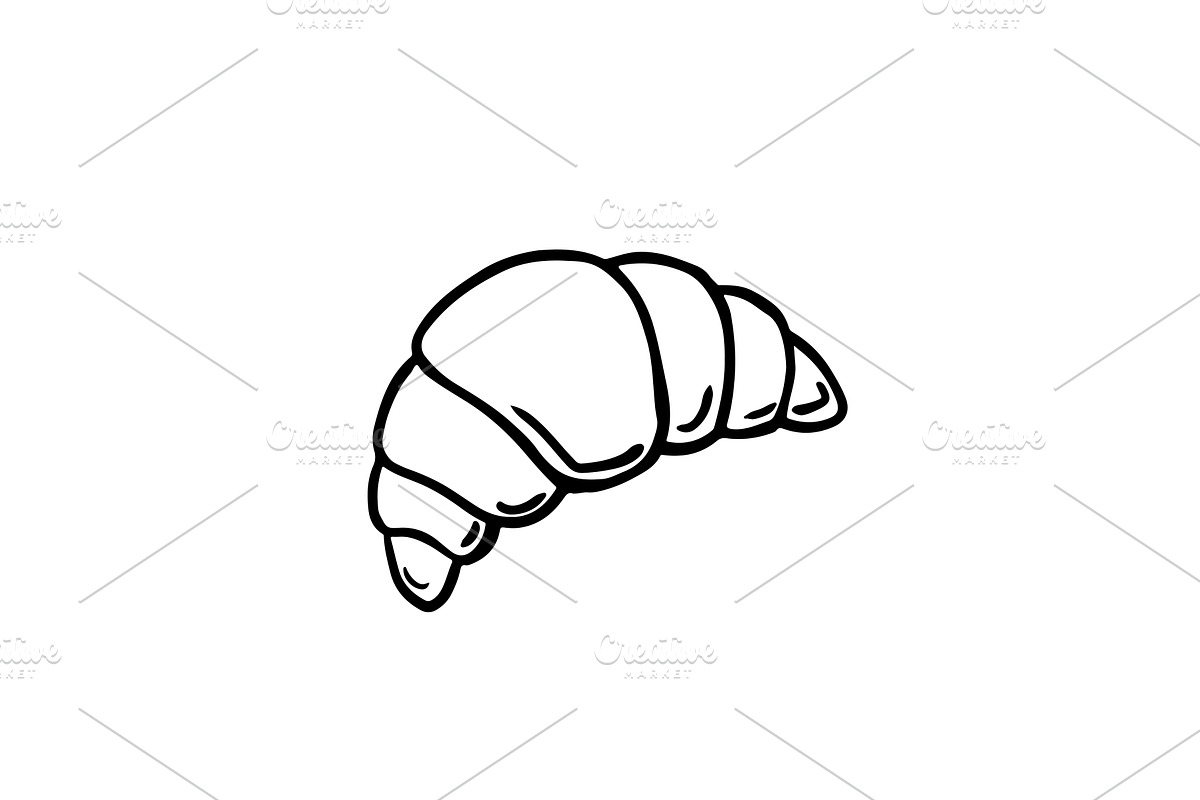 Croissant hand draw vector icon, a Food Illustration by Saggitarius