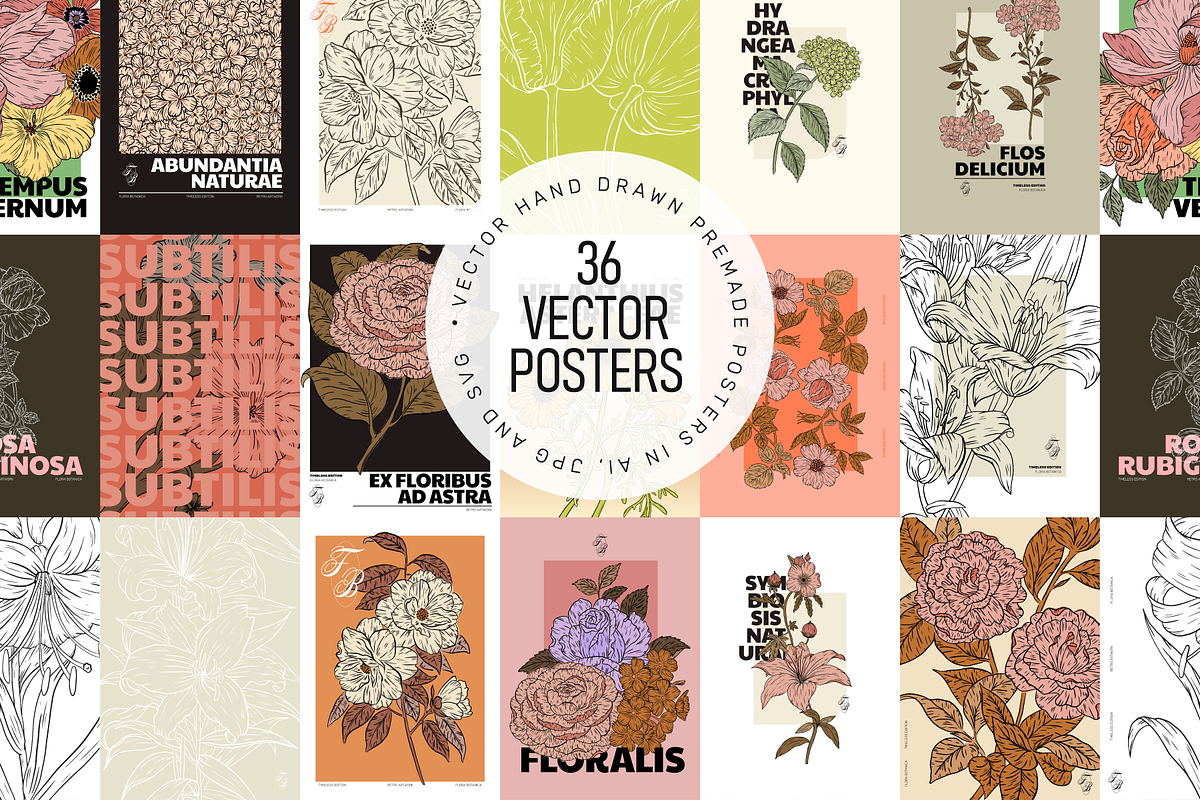 FLORA BOTANICA Vector Illustrations, an Object Graphic by angelainthefields (Photo 8 of 13)