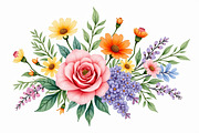 Vibrant Floral Watercolor Bouquet, an Illustration by hafijul (Thumbnail 3 of 13)