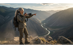 Mature woman photographer with a, a Nature Photo by Igor Tichonow