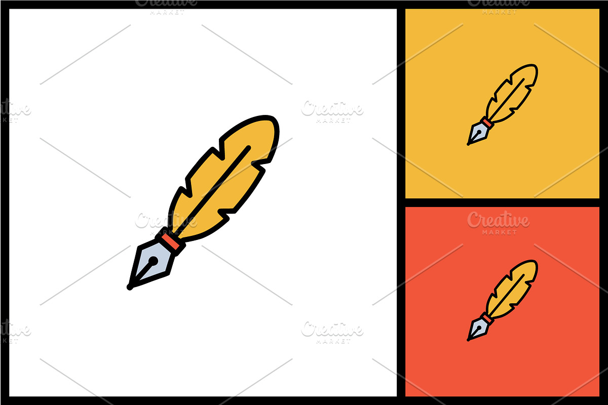 Vintage Feather Quill Pen Icon, a Finance Illustration by quadrazo