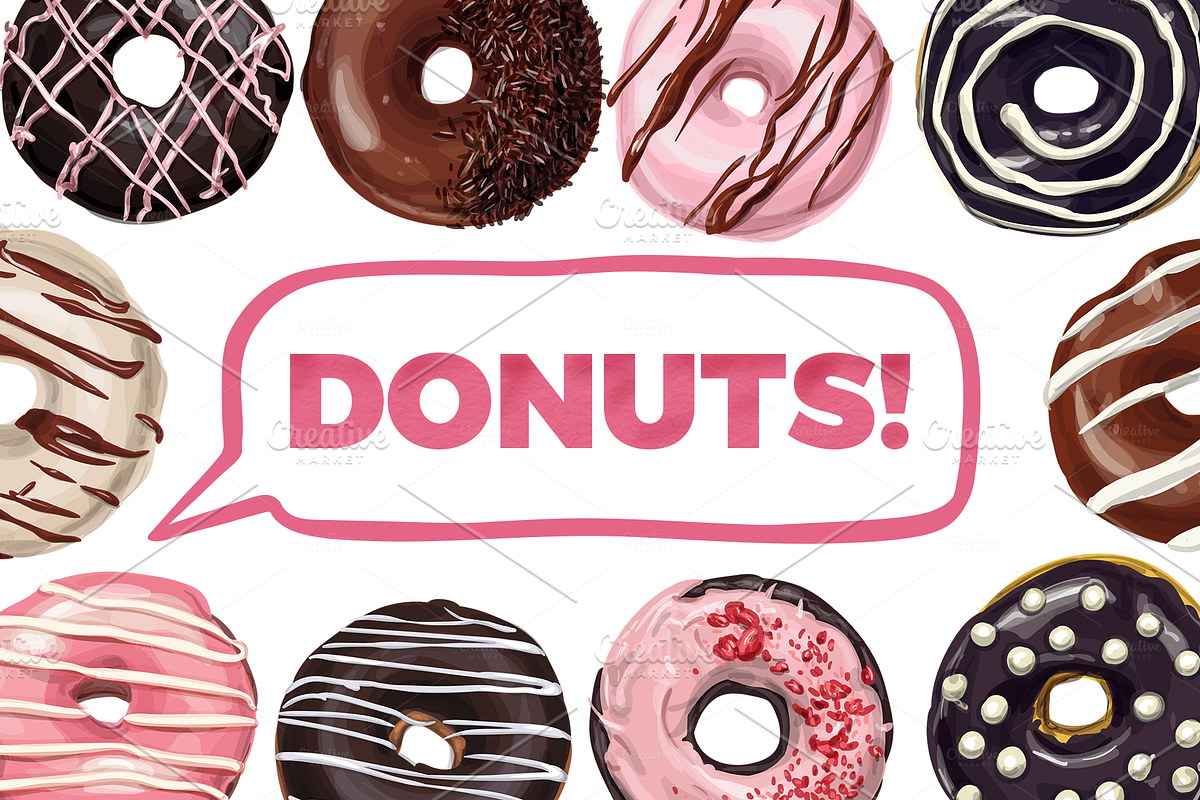 Donuts VECTOR illustrations, a Food Illustration by Natalka Dmitrova art (Photo 9 of 27)