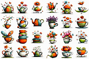 Whimsical Floral Tea Party Clipart, an Illustration by Libby Wishes (Thumbnail 4 of 6)