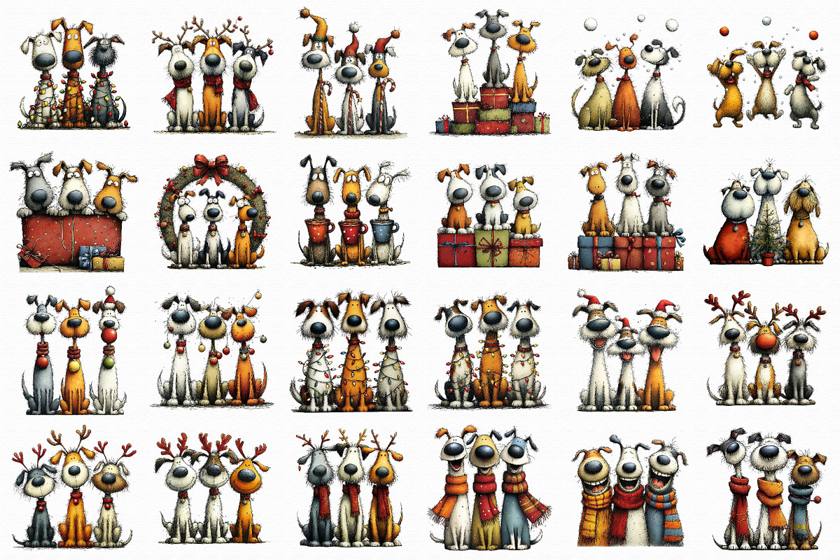 Quirky Christmas Dog Gang Clipart, an Illustration by Libby Wishes (Photo 2 of 7)