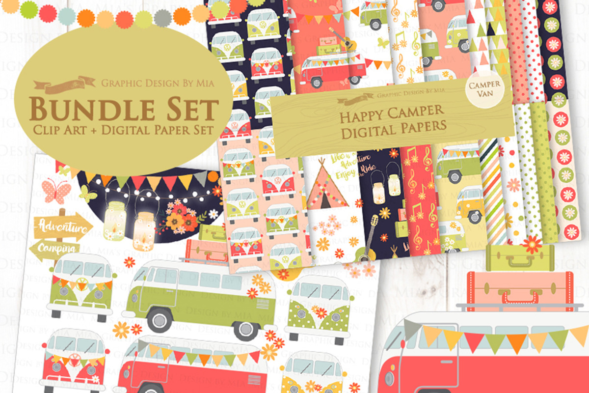 Camping Van, Bug Bus, Red & Green, an Illustration by Mia's Graphic Design (Photo 3 of 11)