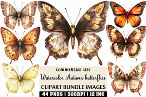 Watercolor Autumn butterflies PNG, an Illustration by Craft Nest