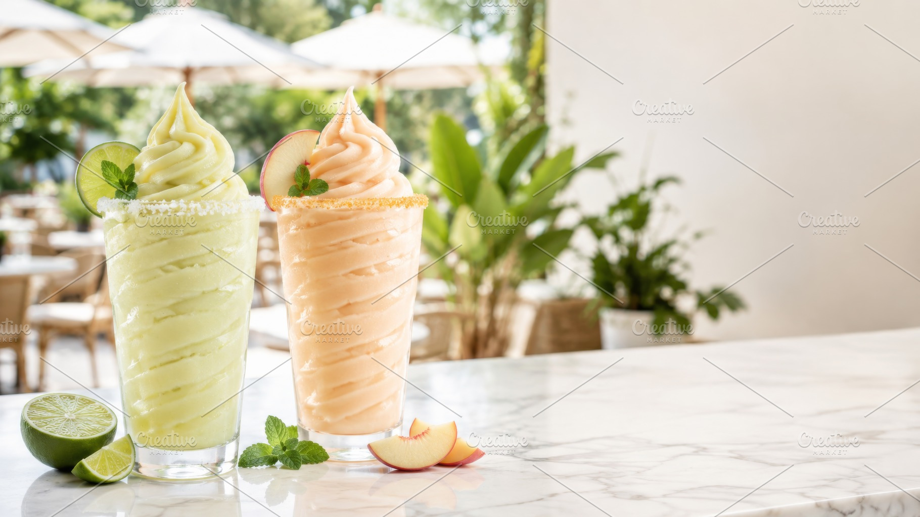 Soft serve margarita in glasses with, a Photo by Dvoevnore photos