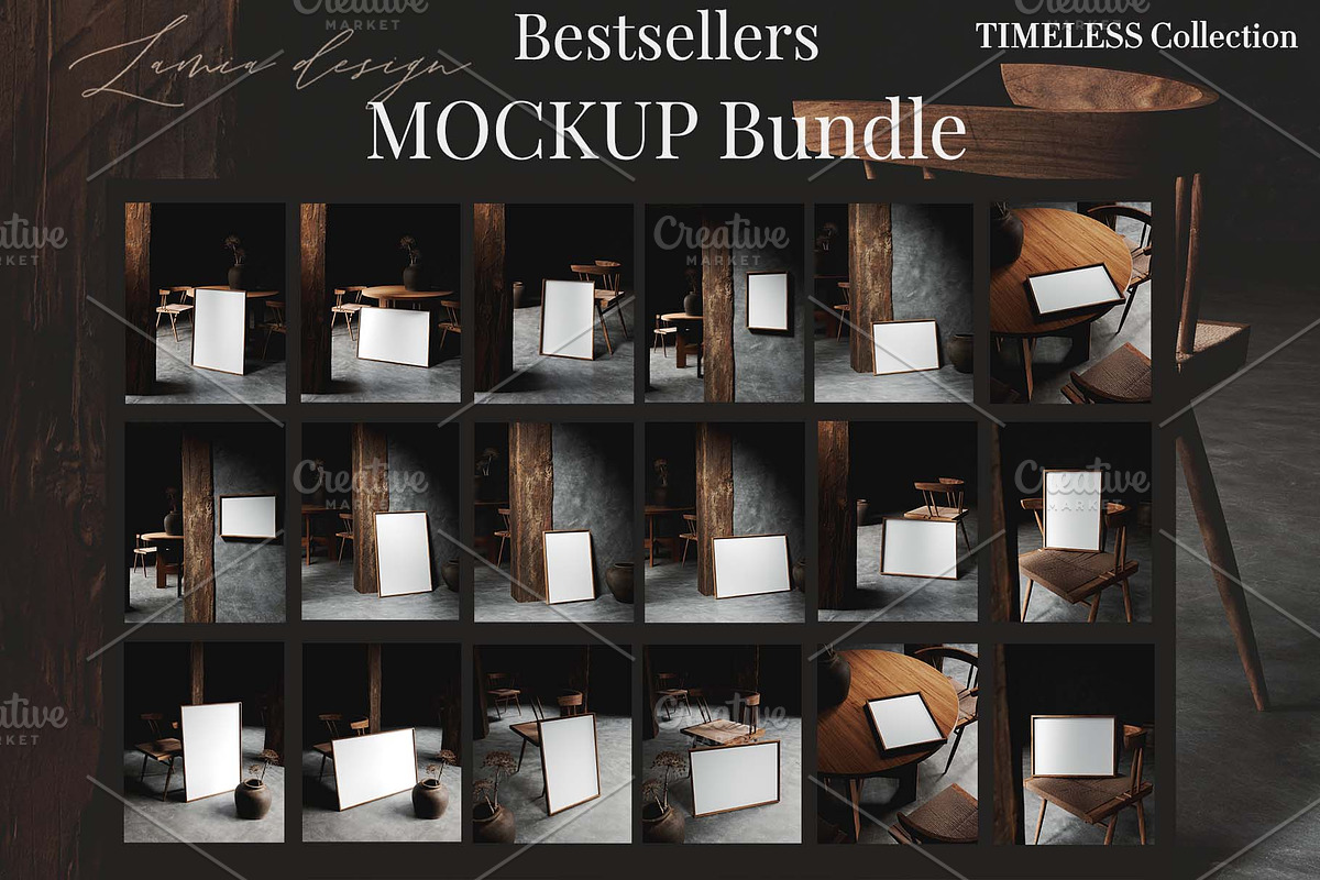 Japandi Frame Mockup 4 in 1 Bundle, a Household Mockup by LAMIA DESIGN (Photo 12 of 19)