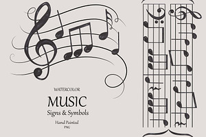 Watercolor Music Signs & Symbols, an Education Illustration by MayaNavits