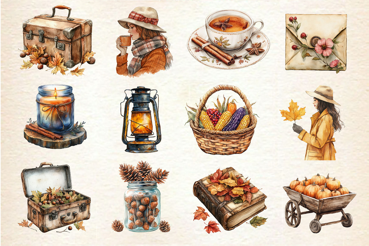 Vintage Fall Decorations Clipart, an Illustration by Dream Creation (Photo 4 of 4)