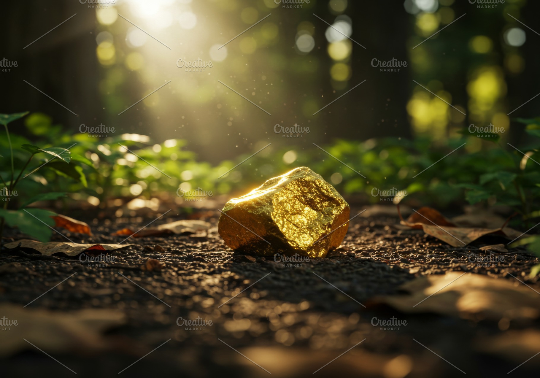 Single gold nugget lying on soil, a Food & Drink Photo by professorinc