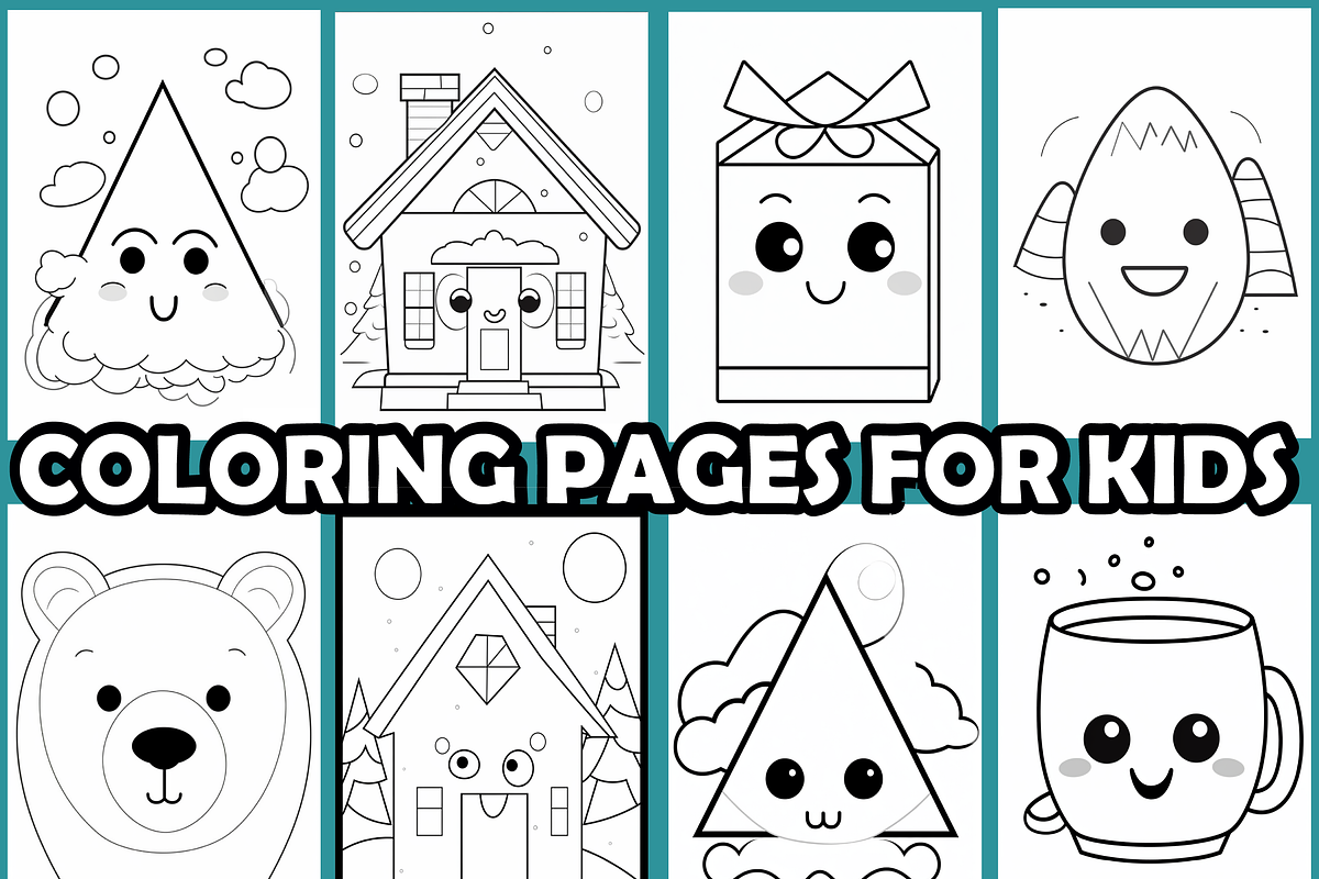 Easy Winter Shapes Coloring Pages, an Illustration by martinblan (Photo 3 of 4)