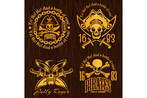 Pirate Labels Set - Design For Badges, Logos And T-shirt Prints.