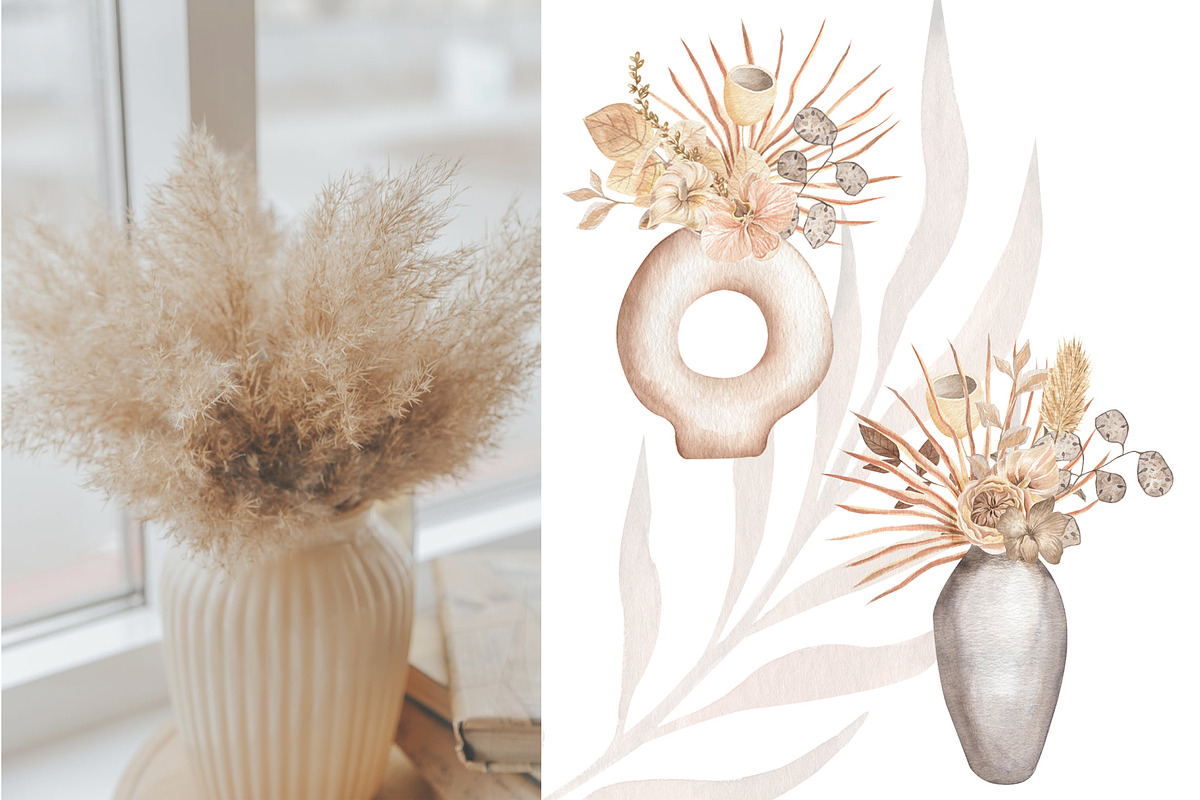 Boho Flowers Watercolour Collection, an Illustration by ViolettaKh (Photo 2 of 10)