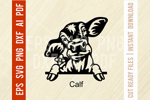 Calf - Peeking Animals Cut SVG